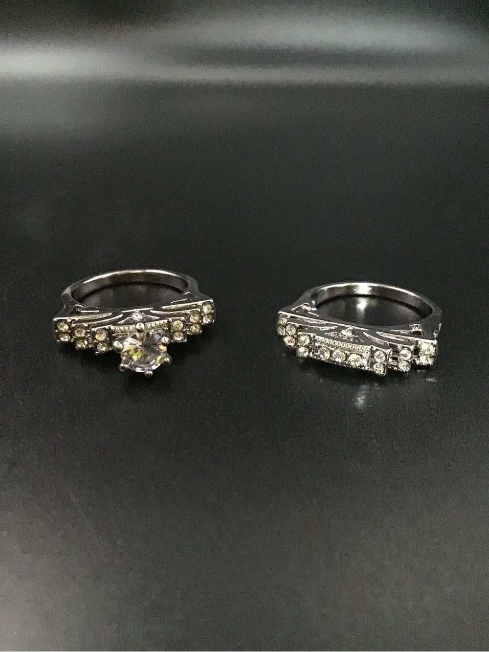 Art Deco Rhinestone Stacking Rings